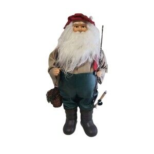 Fisherman Santa Figure North Pole Trading Co Lodge Lake House Christmas 18”